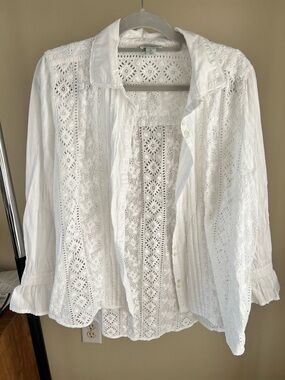 Sundance White Eyelet Button-Front Women's Top